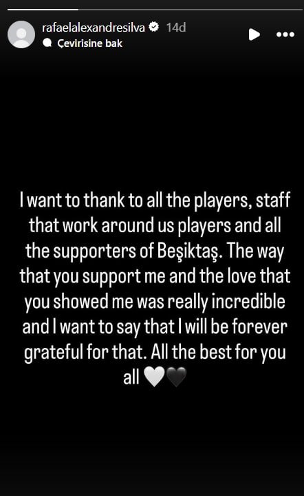 Beşiktaş'ta Rafa Silva'dan veda sözleri! 2 besiktasta rafa silvadan veda sozleri 0 WKeCb66l
